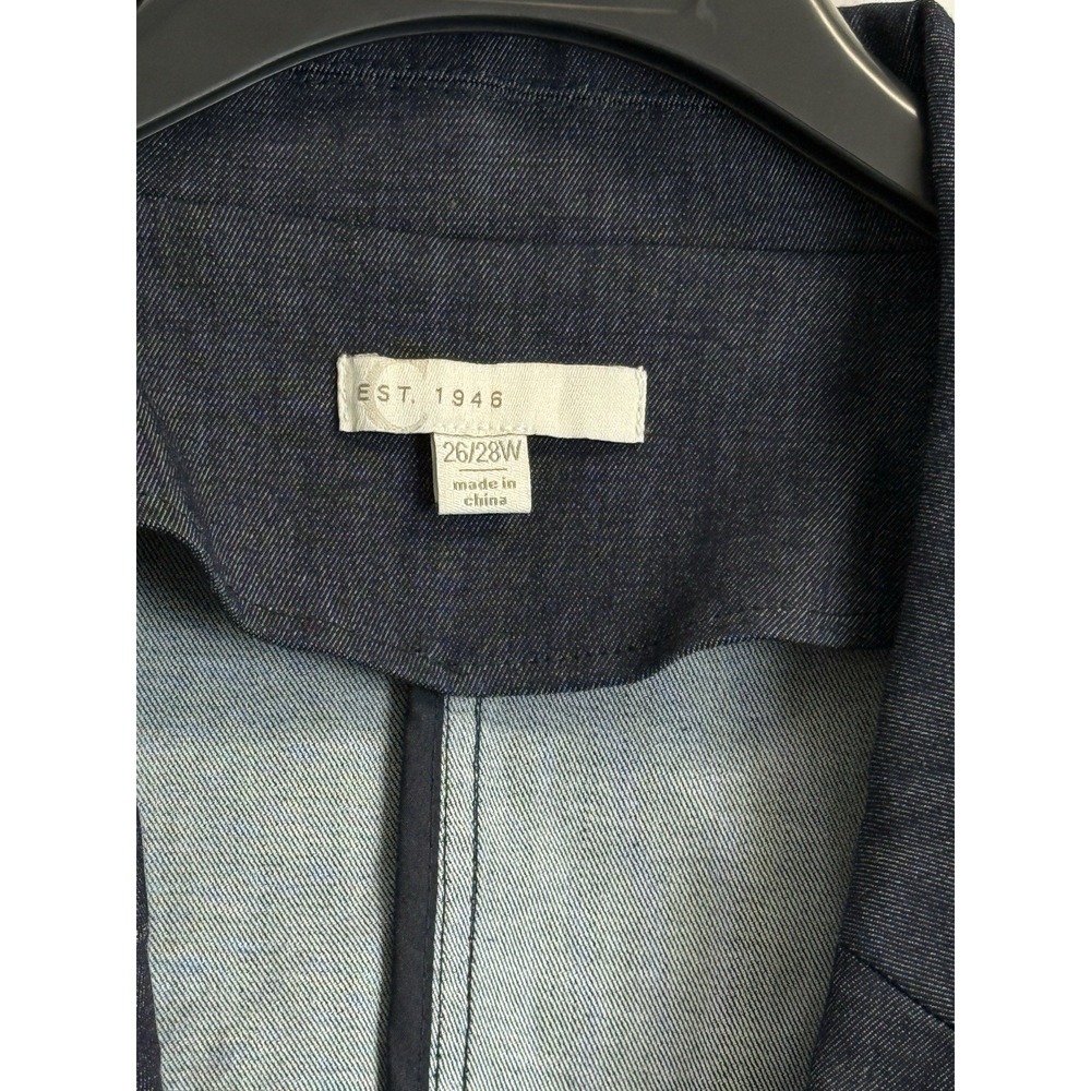 Cato Dark Wash Denim Jacket Size 26/28W 3/4 Sleeve Jean Blazer Cotton Stretch - Picture 3 of 8